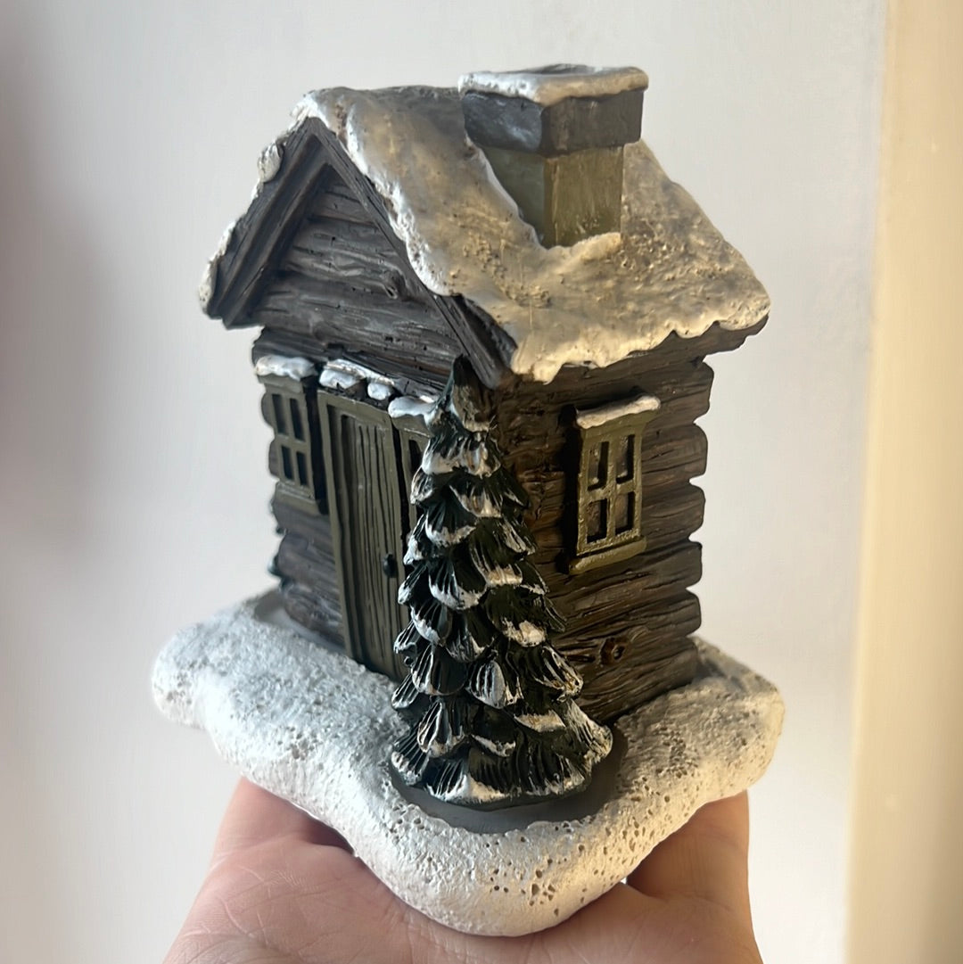 Smoking log cabin incense cone burner