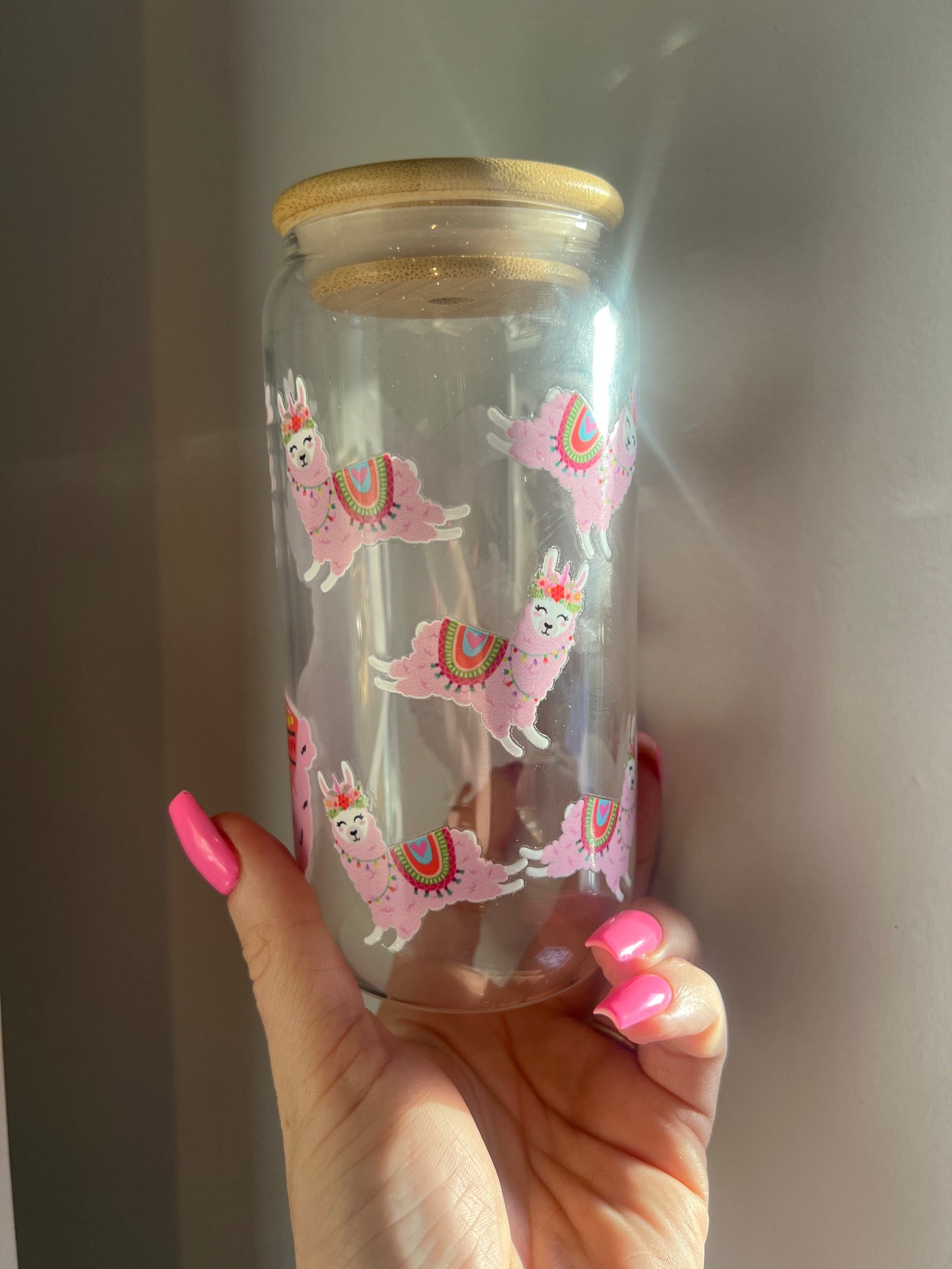 Llama glass cup tumbler