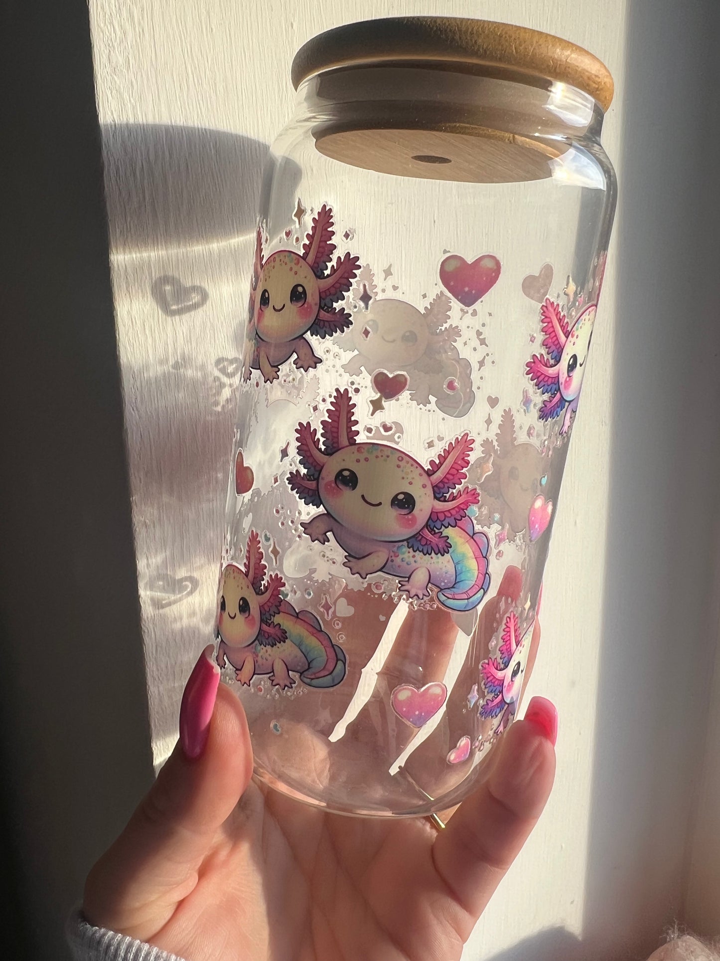 Axolotl glass cup tumbler