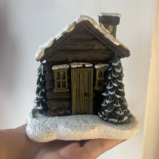 Smoking log cabin incense cone burner