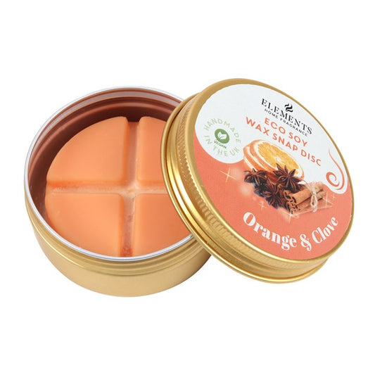 Orange & clove soy wax snap disc